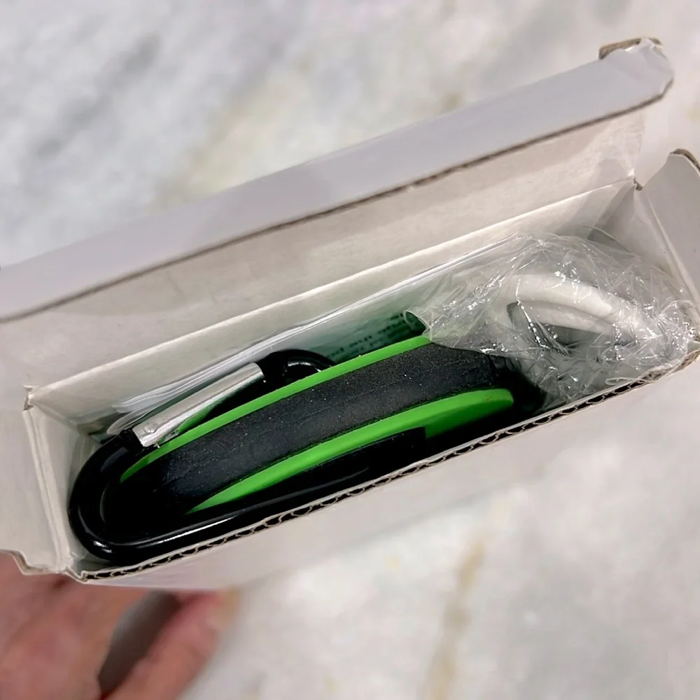 Lime Green Solar Bank with USB Charging Cable and Carabiner